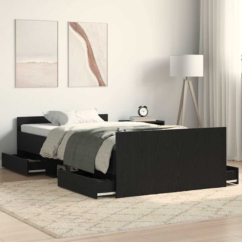 Voodiraam ilma madratsita Must Mänd 90x190 cm Tehispuit
