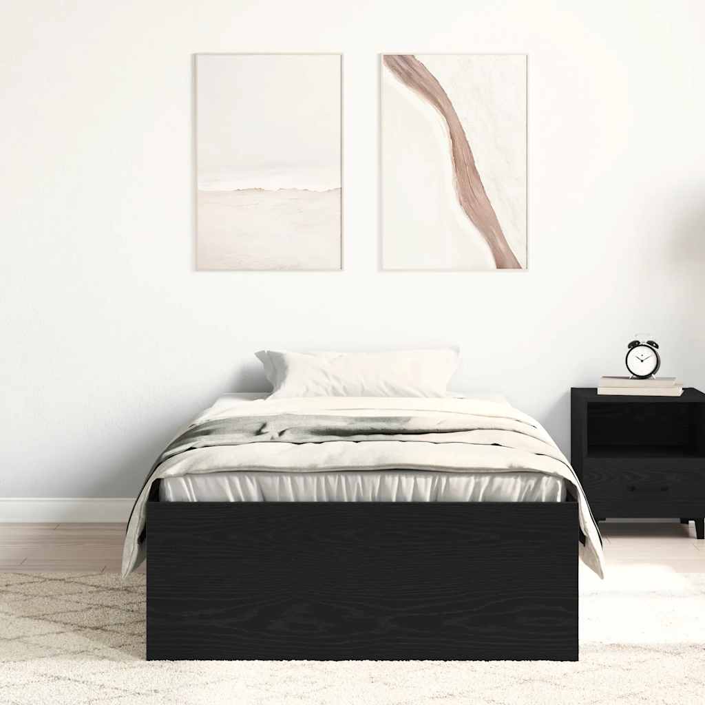 vidaXL Sängynrunko ilman patjaa musta tammi 100x200 cm tekninen puu
