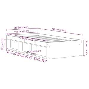 Rám postele bez matrace Dub černý 100x200 cm Dřevěné konstrukce - obrázek 10
