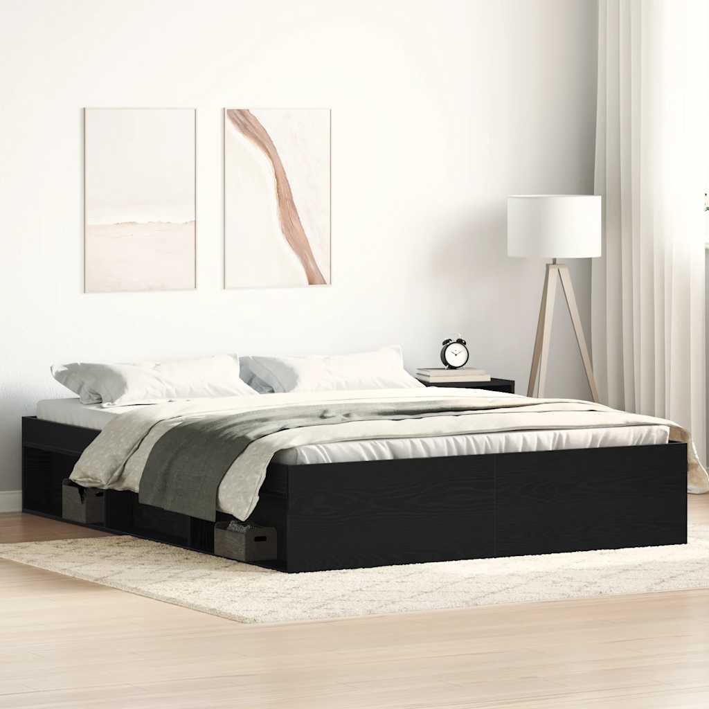 vidaXL Sengeramme uten madrass svart eik 160x200 cm konstruert tre