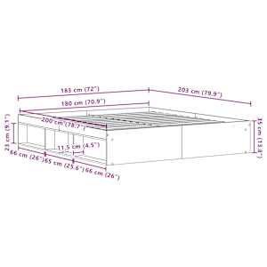 Rám postele bez matrace černý dub 150x200 cm kompozitní dřevo - obrázek 10