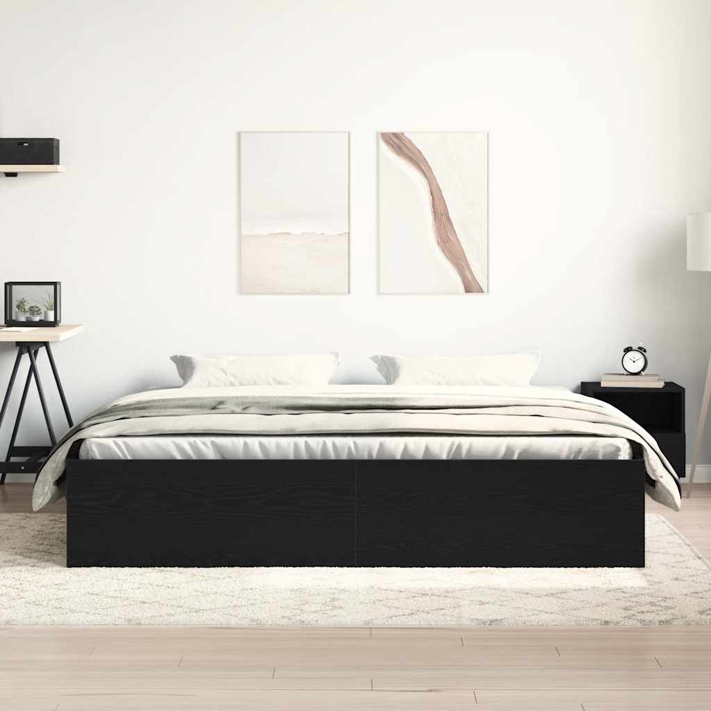 vidaXL Bedframe zonder matras 200x200 cm bewerkt hout zwart eikenkleur, foto 2