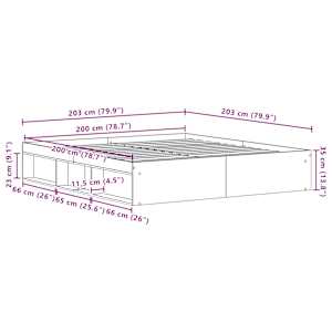Rám postele bez matrace černý dub 200x200 cm kompozitní dřevo - obrázek 10