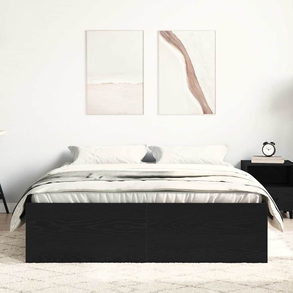 vidaXL Bedframe zonder matras 140x190 cm bewerkt hout zwart eikenkleur afbeelding
