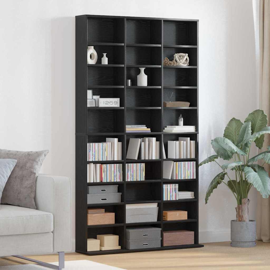 CD-reol Sort Eg 101x23x177,5 cm Konstrueret Træ
