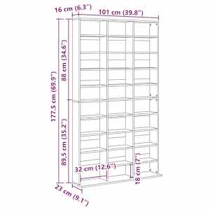 CD skříň Černý dub 101 x 23 x 177,5 cm Kompozitní dřevo - obrázek 10