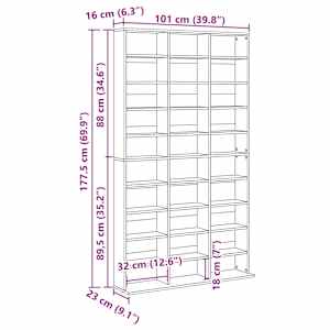 CD skříň Staré dřevo 101 x 23 x 177,5 cm Kompozitní dřevo - obrázek 10