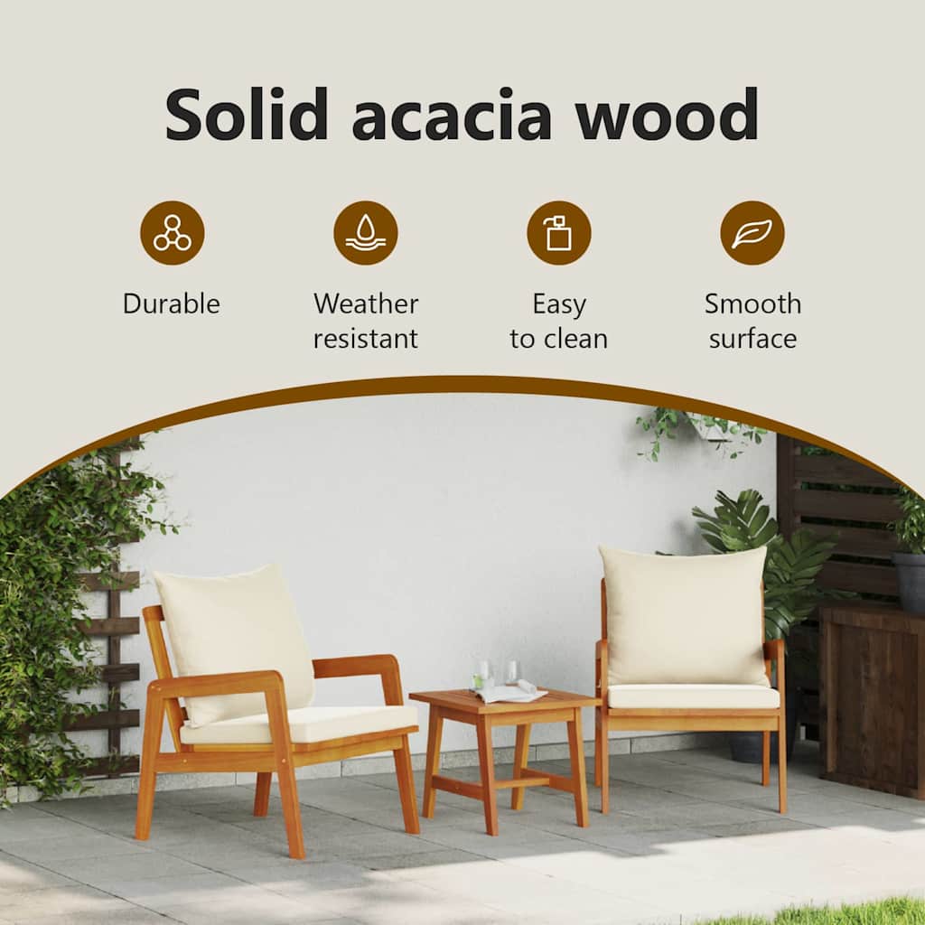 Garden Furniture Brown Solid Acacia wood Outdoor Set Terrace Modern Wood vidaXL - Picture 12 of 27