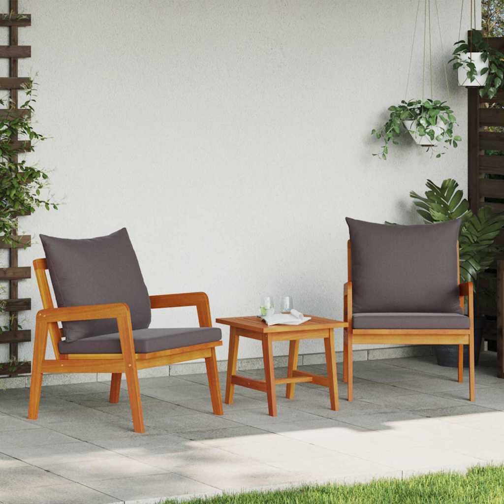 vidaXL Scaun pentru Grădină cu pernă 2 pcs Maro Lemn masiv de acacia