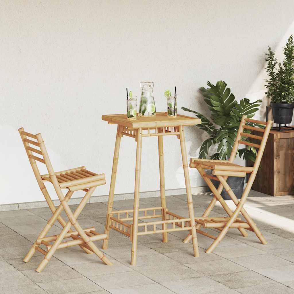 vidaXL Sgabelli da Tavolo da Esterno con Poggiapiedi 2 pz in Bambù