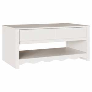 vidaXL Kohvilaud sahtliga Drammen Valge 99 x 55 x 45 cm Tahke m&auml;nd