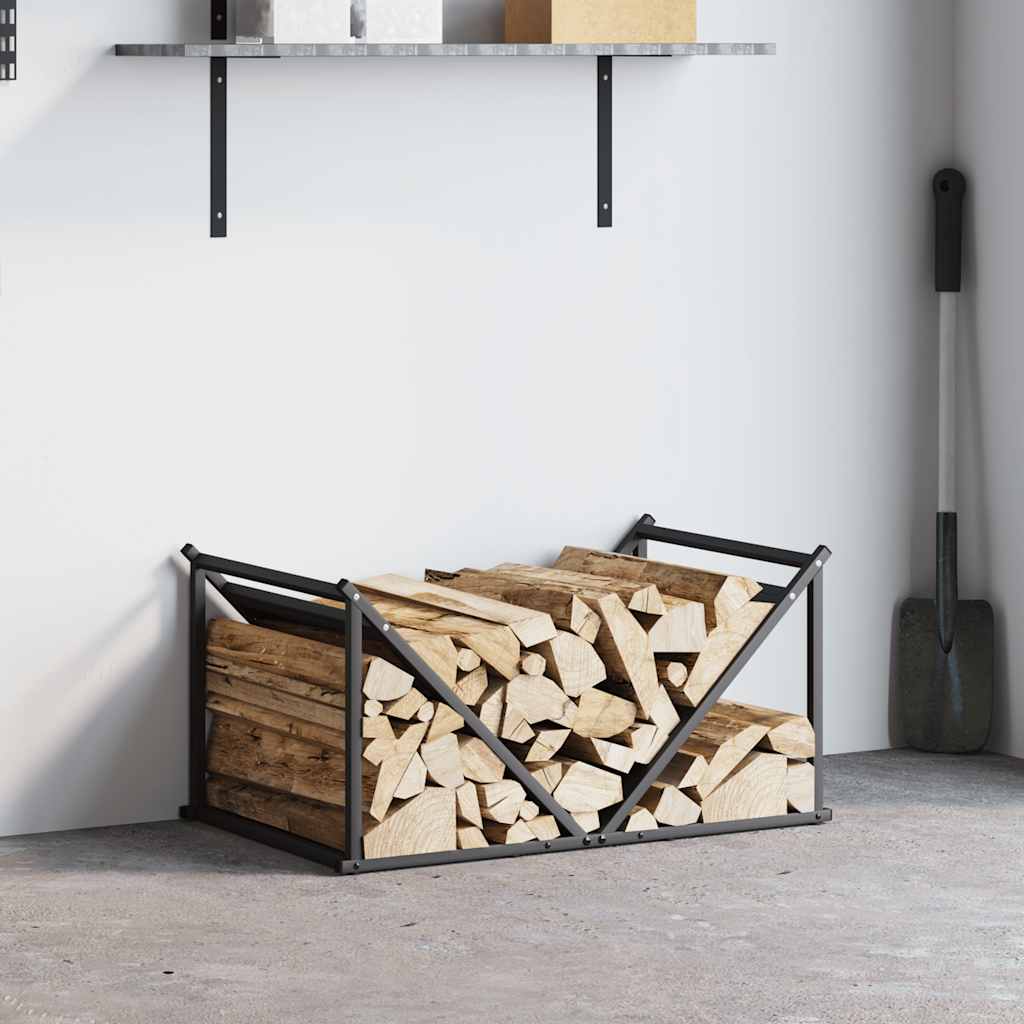 vidaXL Brandhoutrek 70x43x34,5 cm koudgewalst staal zwart afbeelding