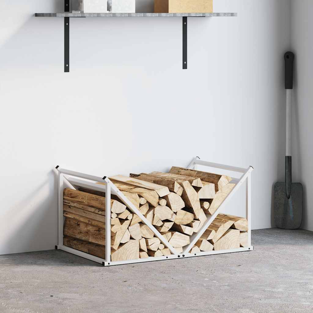 vidaXL Brandhoutrek 70x43x34,5 cm koudgewalst staal wit afbeelding