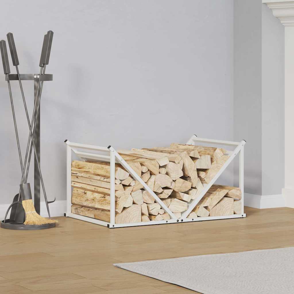 vidaXL brændestativ 70x43x34,5 cm koldvalset stål hvid
