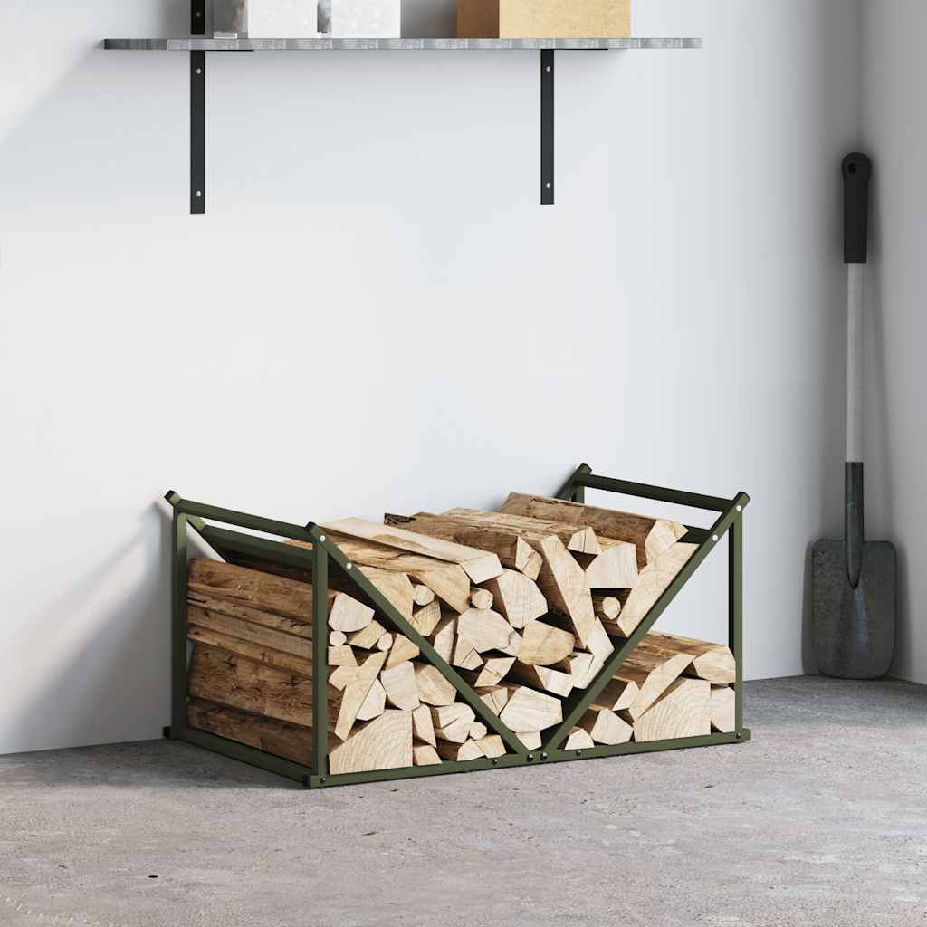 vidaXL Brandhoutrek 70x43x34,5 cm koudgewalst staal olijfgroen afbeelding