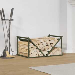 Stojalo za drva olivno zelena 70x43x34,5cm hladno valjano jeklo