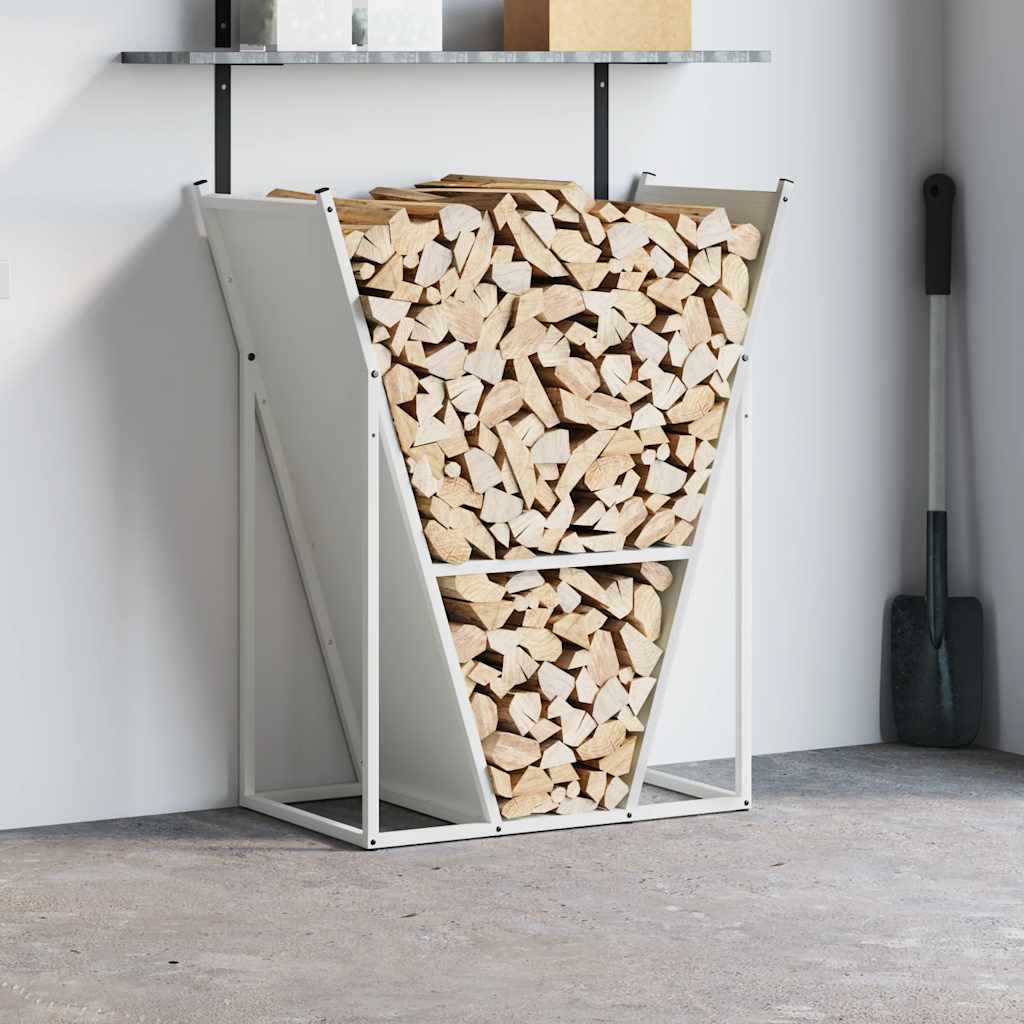 vidaXL Brandhoutrek 69,5x35x81 cm koudgewalst staal wit afbeelding