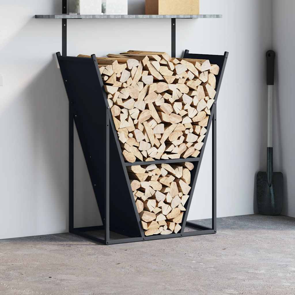 vidaXL Brandhoutrek 69,5x35x81 cm koudgewalst staal antracietkleurig afbeelding