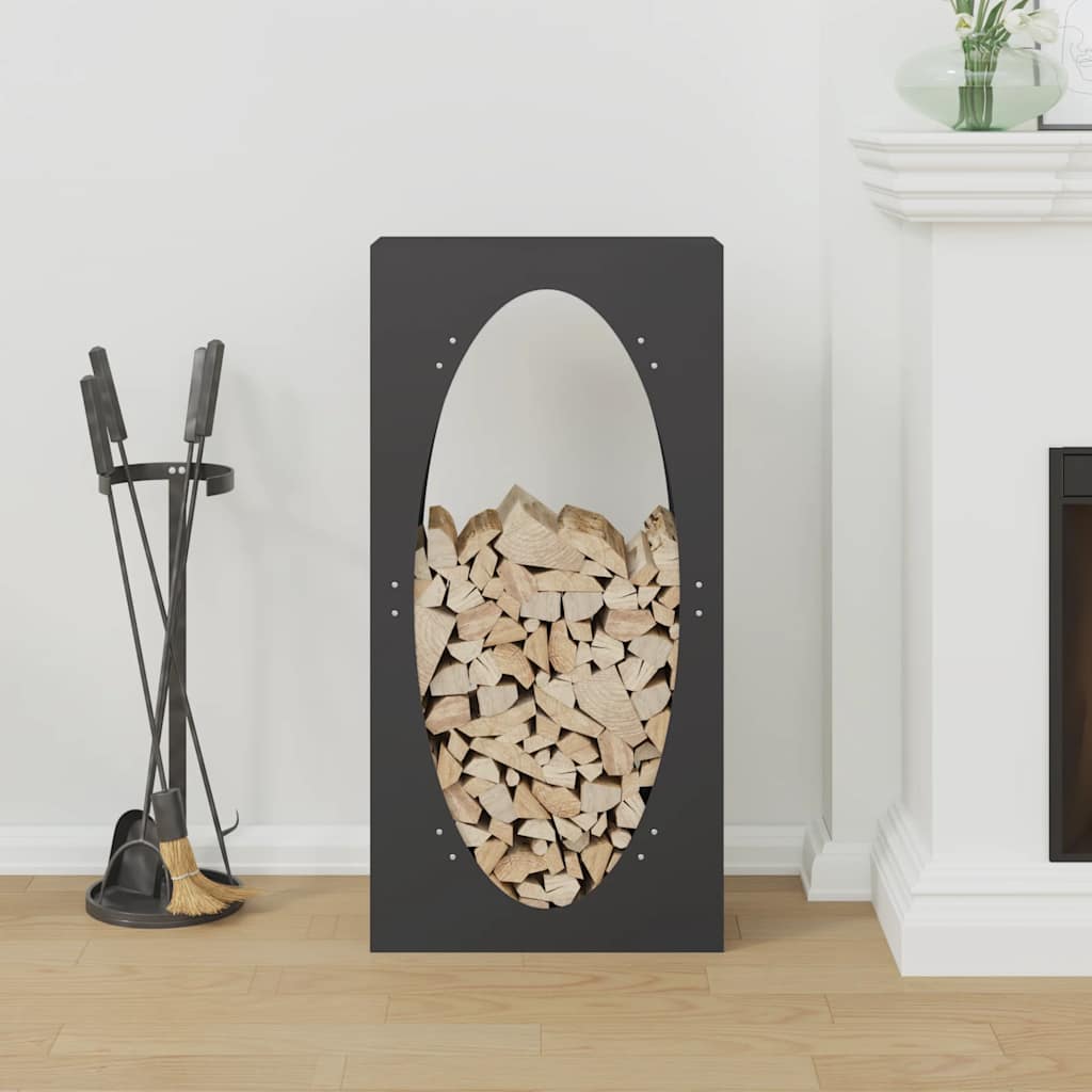vidaXL Polttopuuteline musta 50x23x100 cm kylmävalssattu teräs