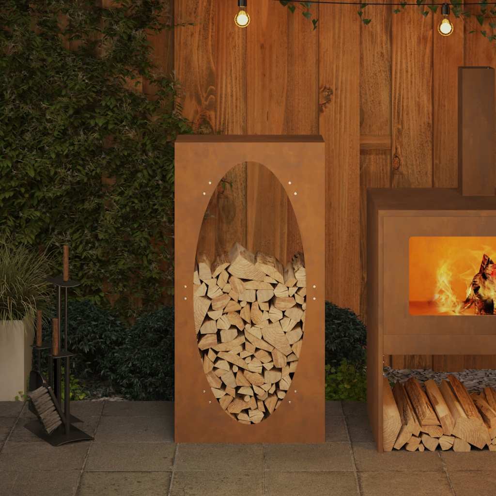 vidaXL tűzifa állvány 50x23x100 cm időjárásálló acél