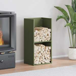 Stojalo za drva olivno zelena 40x30x80 cm hladno valjano jeklo