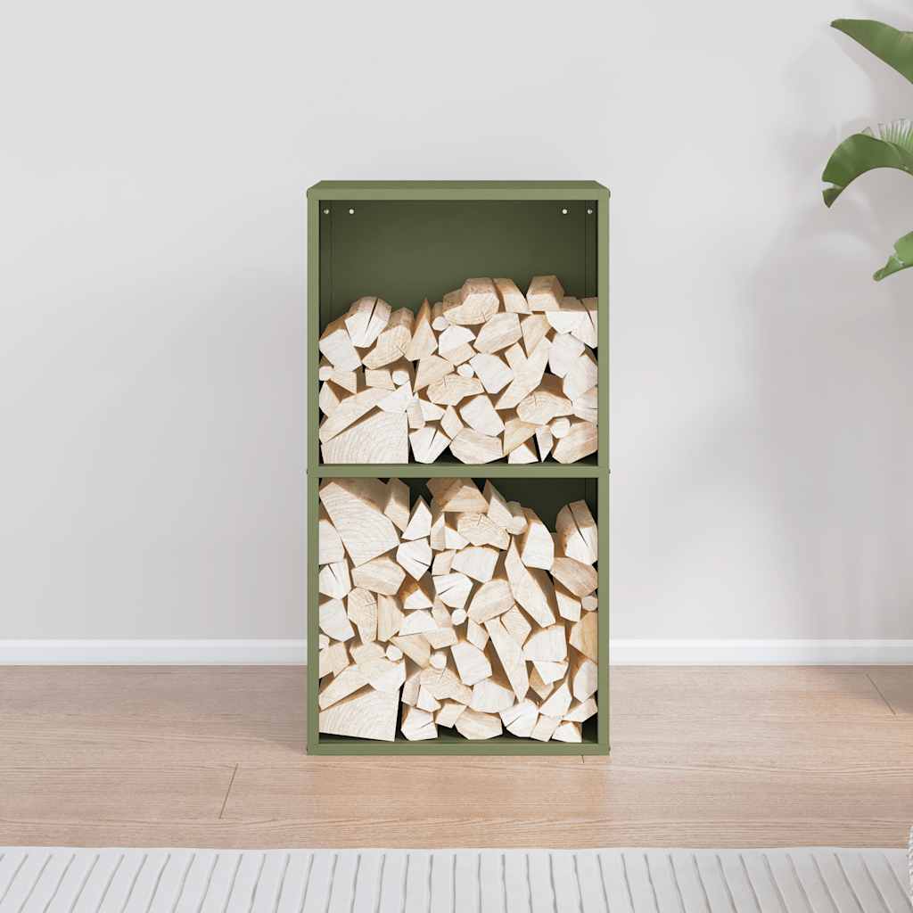 vidaXL Brandhoutrek 40x30x75 cm koudgewalst staal olijfgroen afbeelding