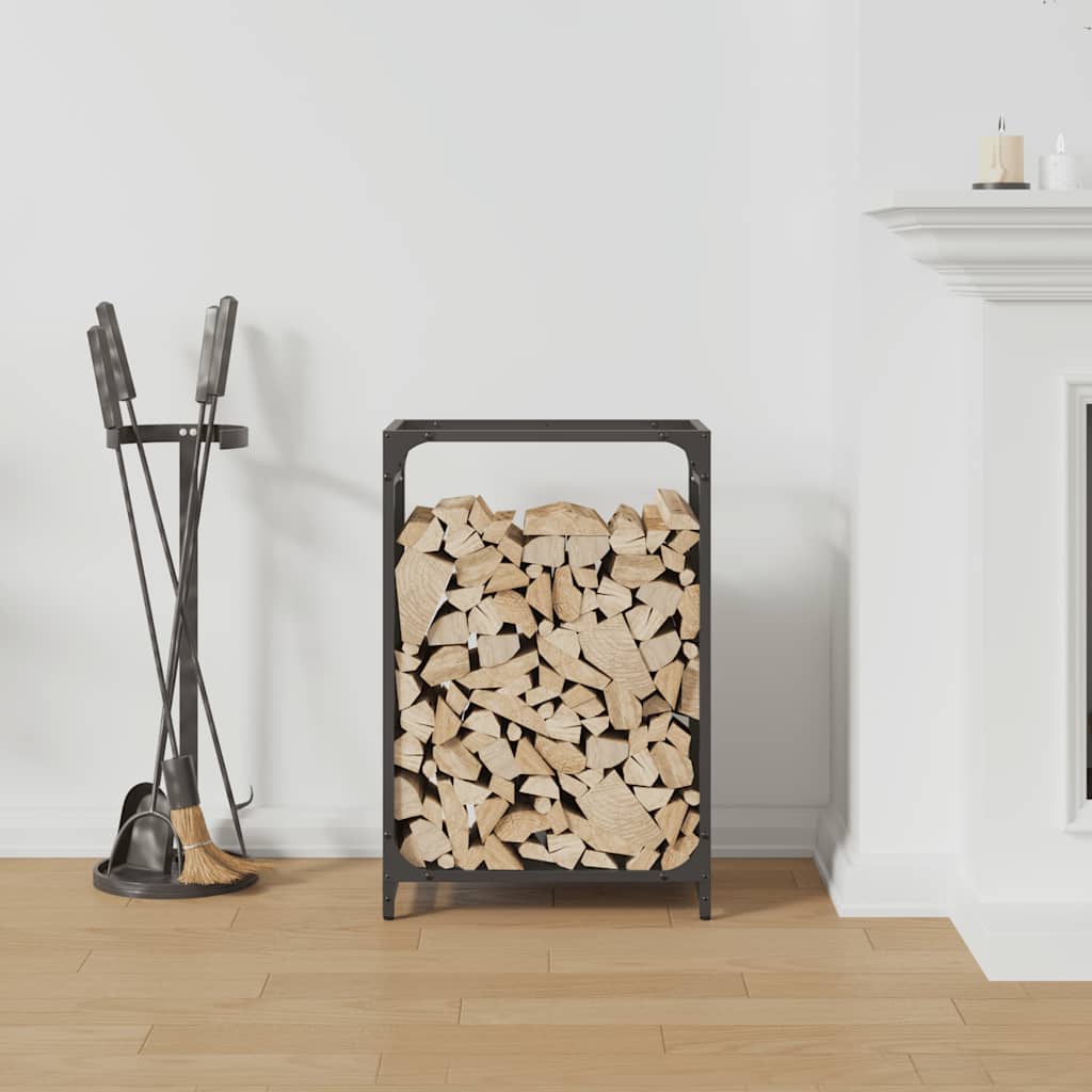 vidaXL Brandhoutrek 44x28x65 cm koudgewalst staal zwart afbeelding