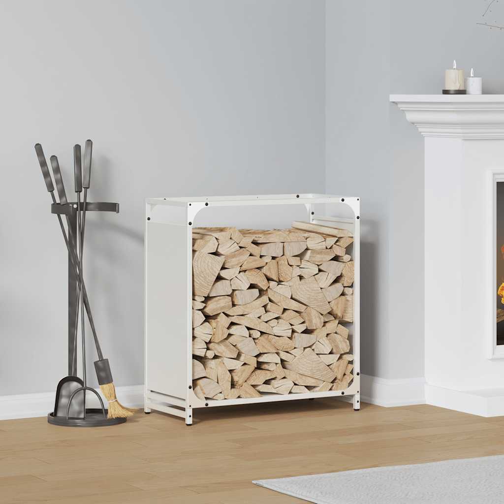 vidaXL brændestativ 60x28x65 cm koldvalset stål hvid