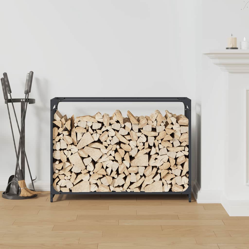 vidaXL antracitszürke hidegen hengerelt acél tűzifatároló 90x28x65 cm