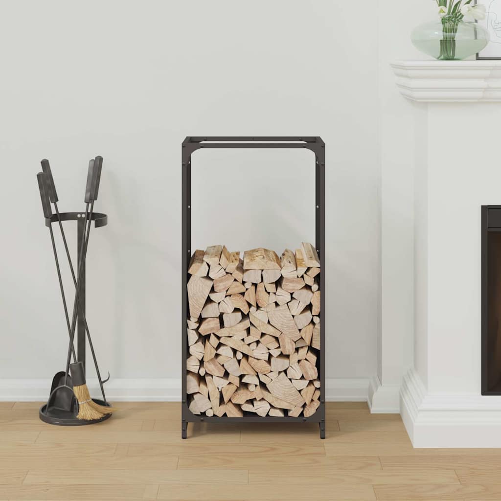 vidaXL fekete hidegen hengerelt acél tűzifatároló 44x28x90 cm
