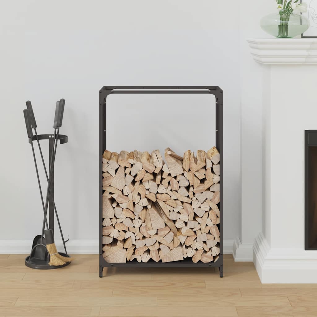 vidaXL fekete hidegen hengerelt acél tűzifatároló 60x28x90 cm