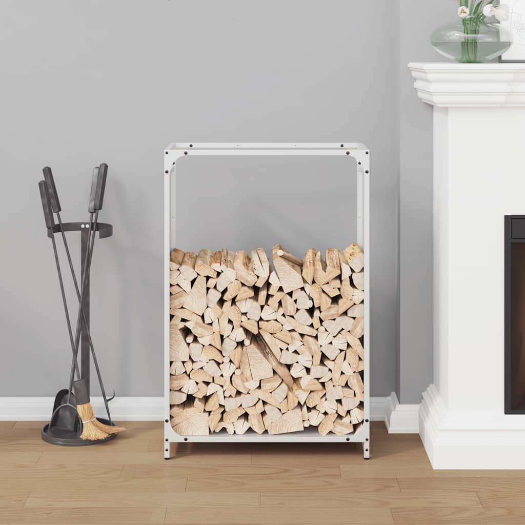 vidaXL Brandhoutrek 60x28x90 cm koudgewalst staal wit afbeelding