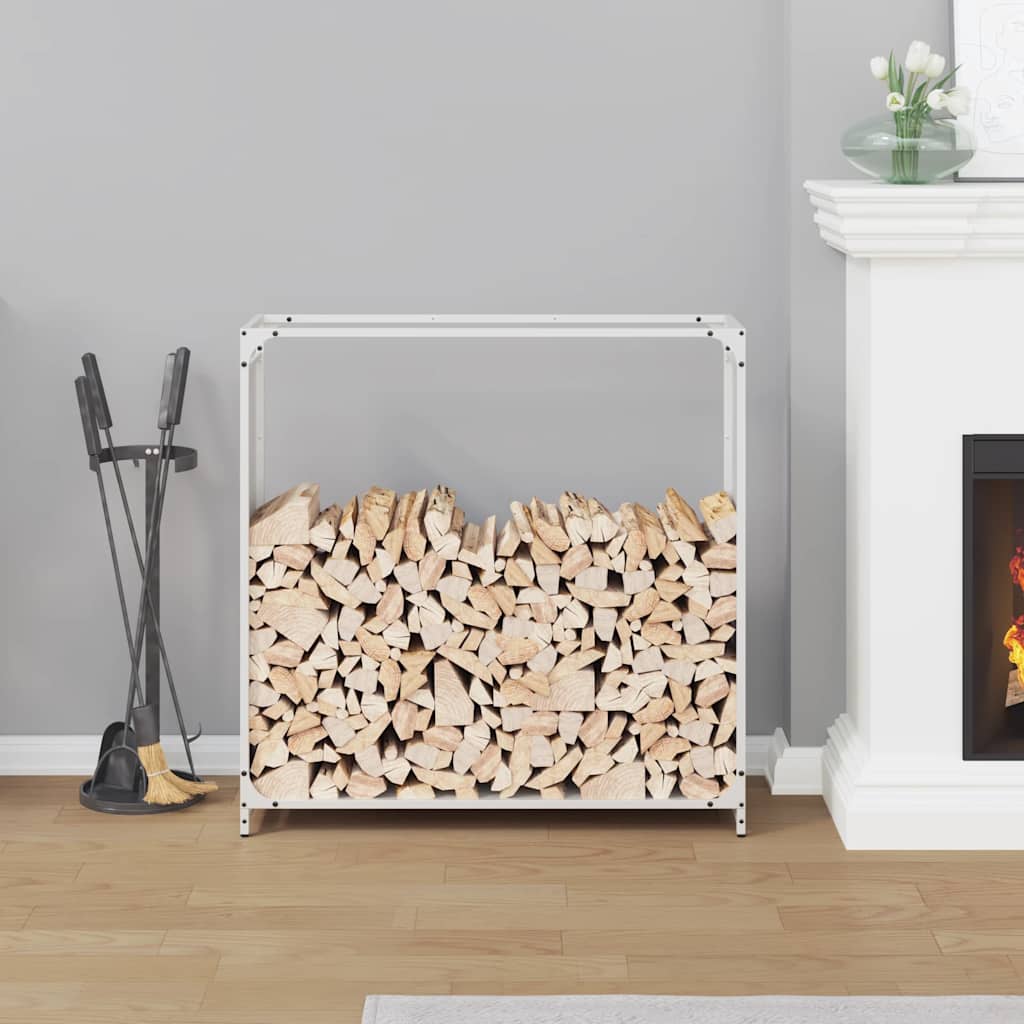 vidaXL fehér hidegen hengerelt acél tűzifatároló 90x28x90 cm