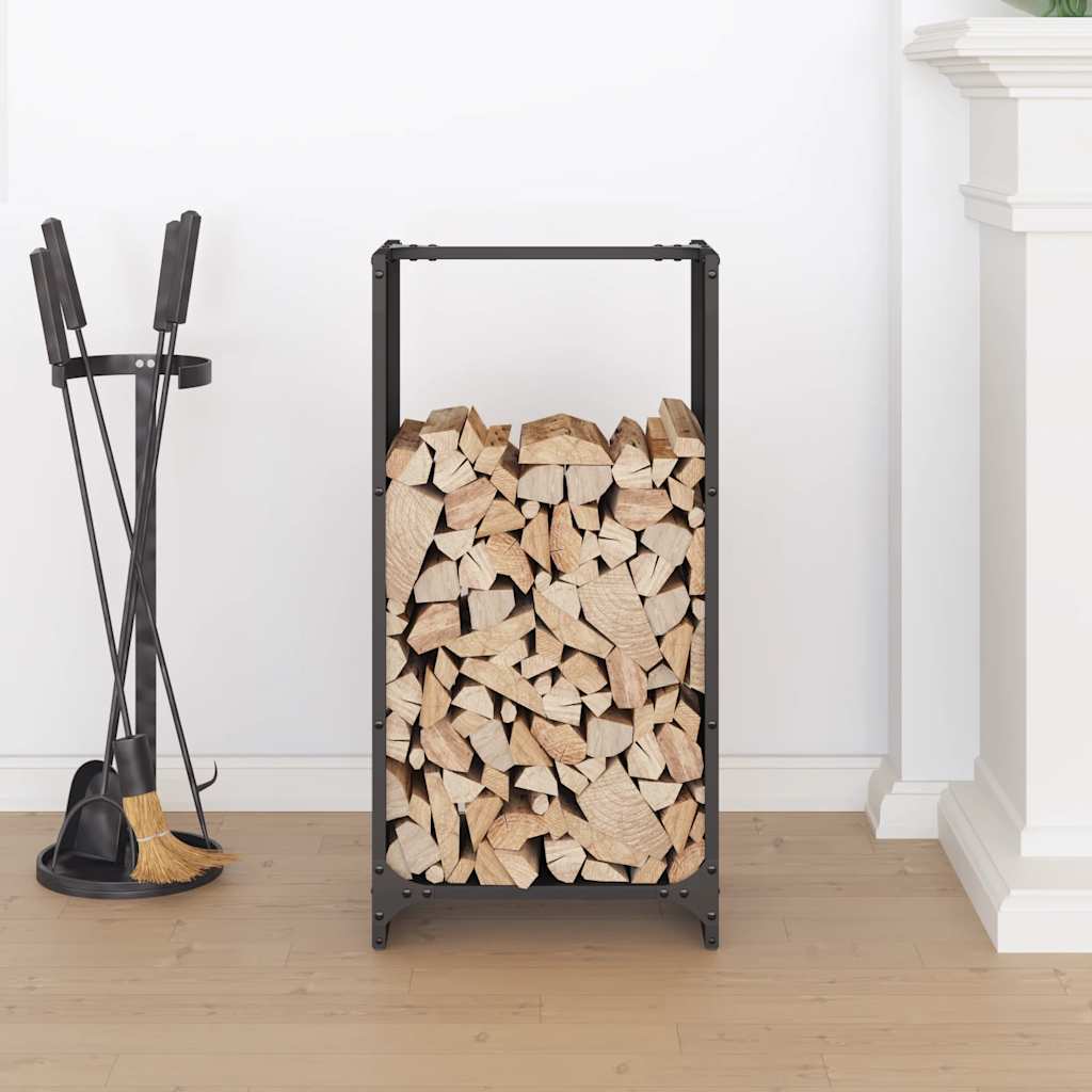 vidaXL fekete hidegen hengerelt acél tűzifatároló 40x30x80 cm