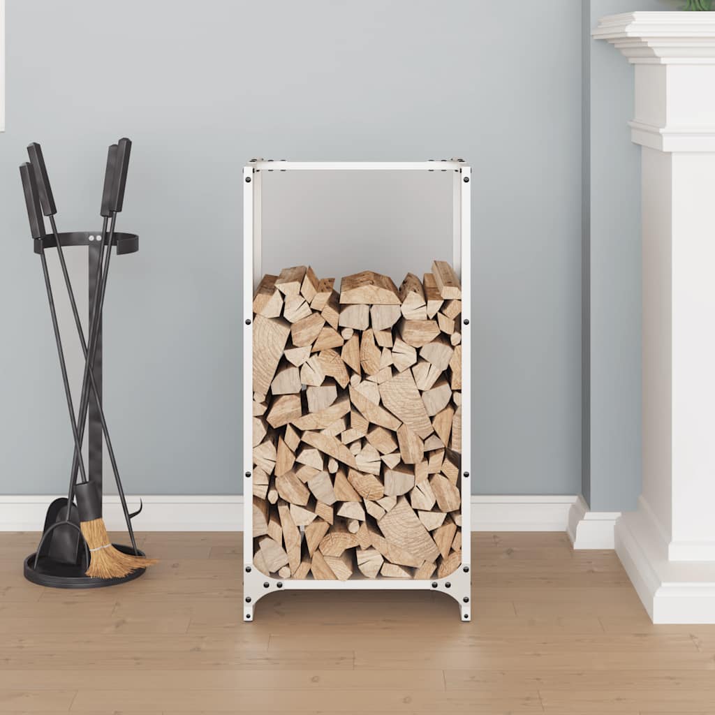 vidaXL Brandhoutrek 40x30x80 cm koudgewalst staal wit afbeelding