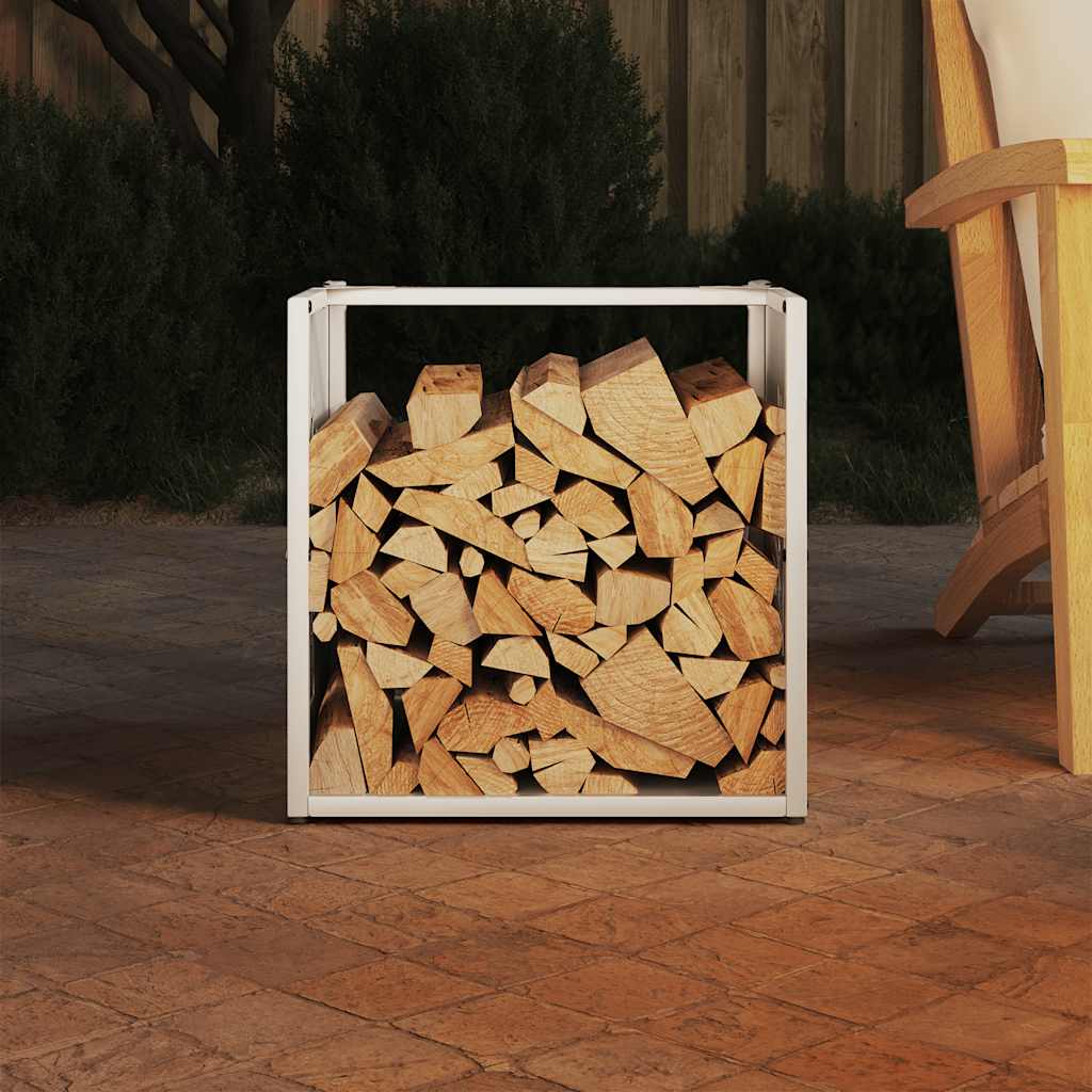 vidaXL Brandhoutrek 40x40x40 cm koudgewalst staal wit afbeelding