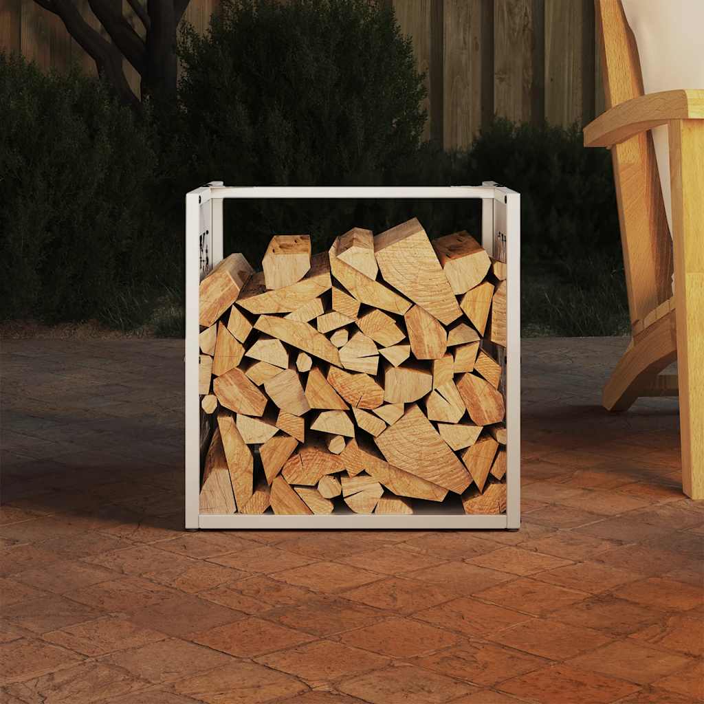 vidaXL Brandhoutrek 40x40x40 cm koudgewalst staal wit afbeelding