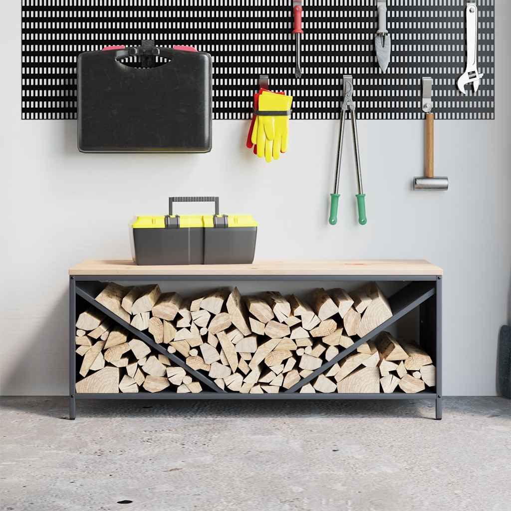 vidaXL antracitszürke tűzifa állvány fa tetővel 100,5x35,5x40 cm
