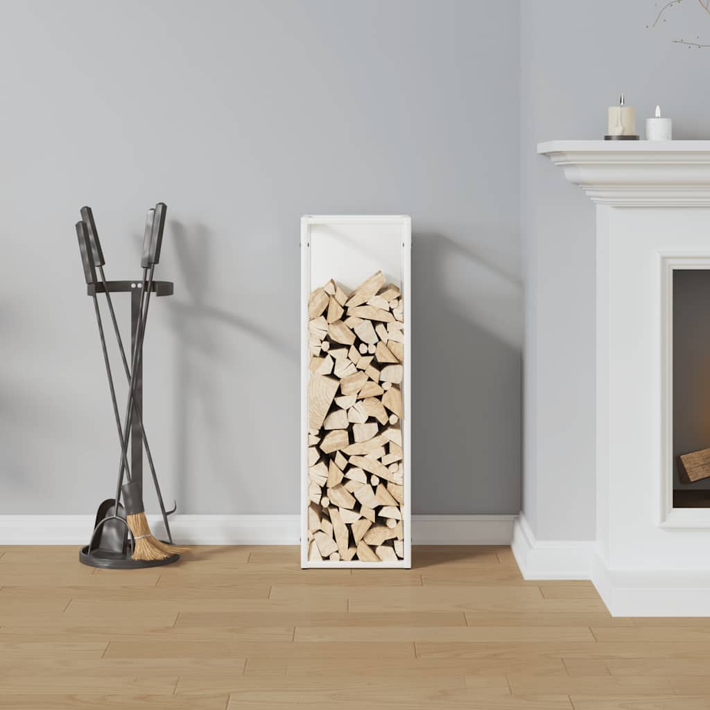 vidaXL Brandhoutrek 25x25x80 cm koudgewalst staal wit afbeelding