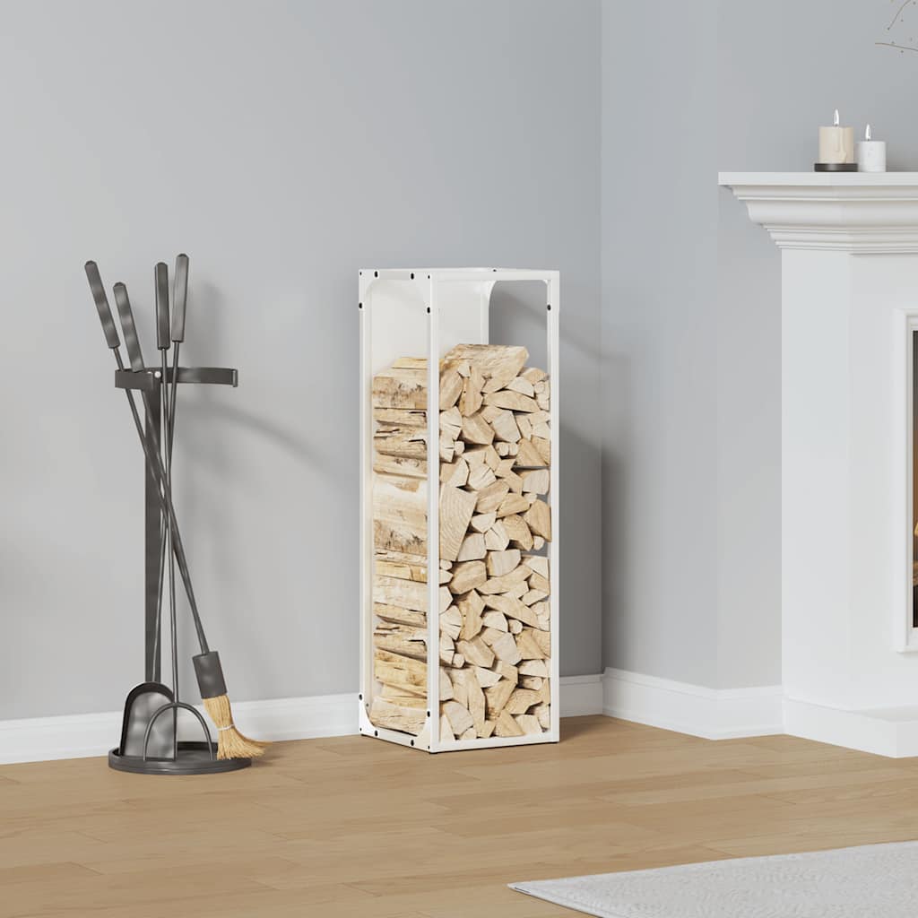 vidaXL brændestativ 25x25x80 cm koldvalset stål hvid