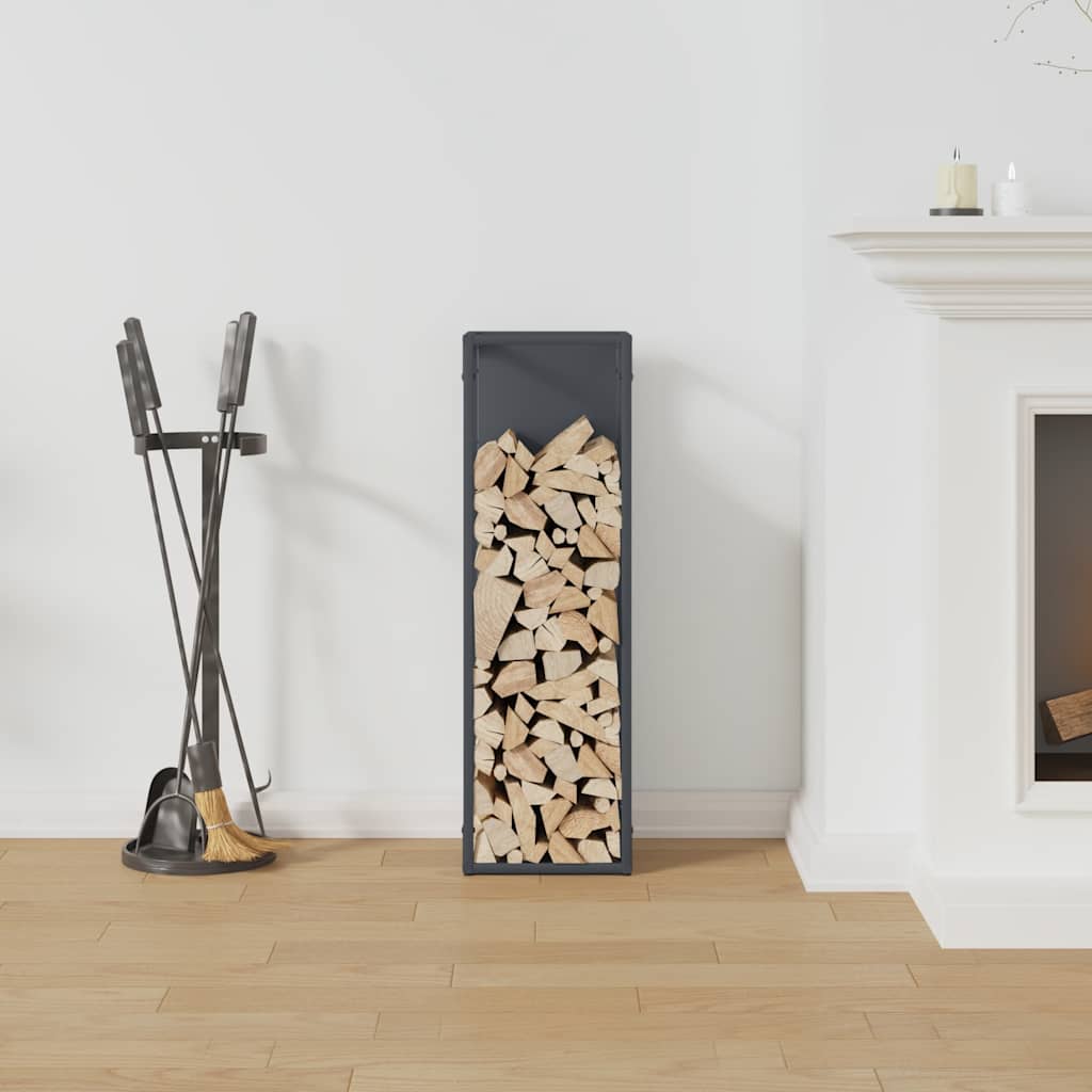 vidaXL antracitszürke hidegen hengerelt acél tűzifatároló 25x25x80 cm