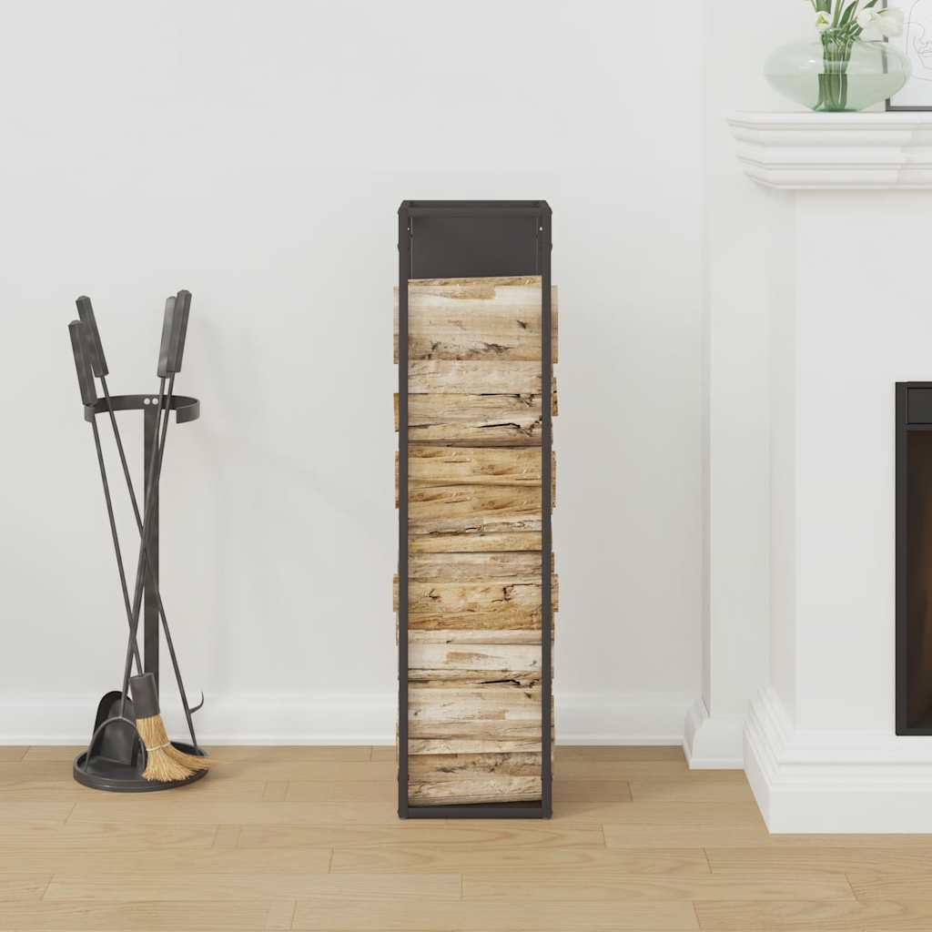 vidaXL Brandhoutrek 25x25x100 cm koudgewalst staal zwart afbeelding
