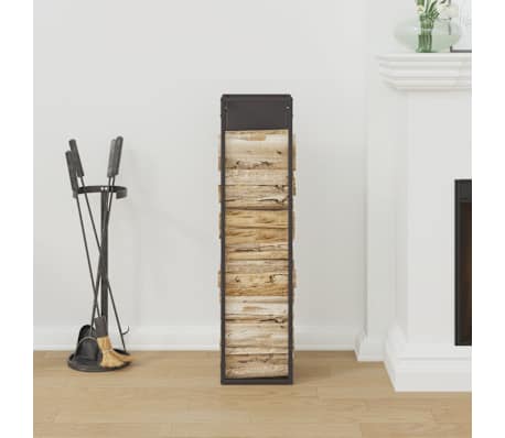 vidaXL Firewood Rack Black 25x25x100 cm Cold-rolled steel