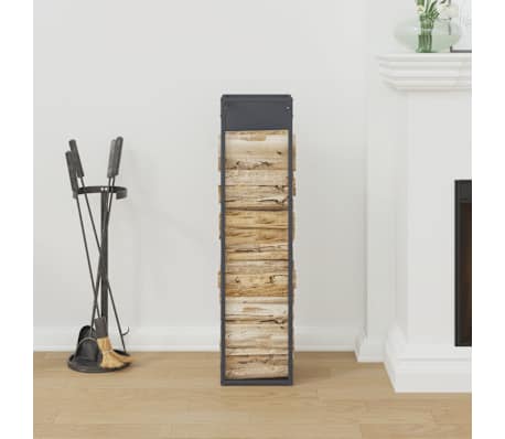vidaXL Firewood Rack Anthracite 9.8x9.8x39.4" Cold-rolled steel