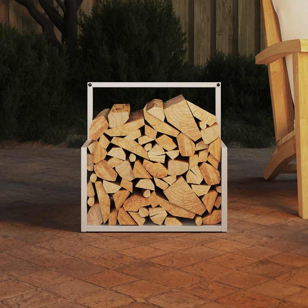 vidaXL fehér hidegen hengerelt acél tűzifatároló 40x40x40 cm