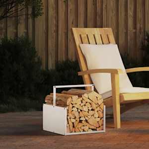 Stojalo za drva belo 40x40x40 cm hladno valjano jeklo