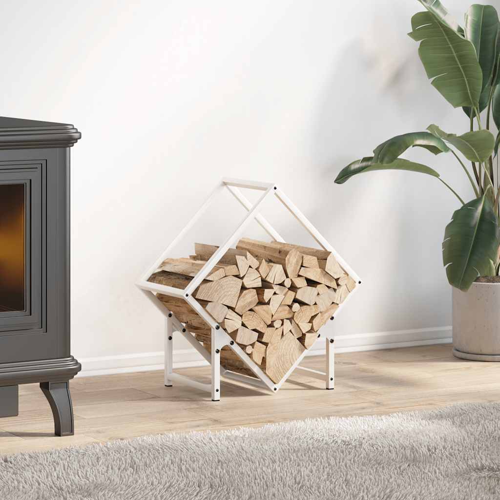 vidaXL brændestativ 50x25x50 cm koldvalset stål hvid