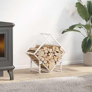 Stojalo za drva belo 50x25x50 cm hladno valjano jeklo