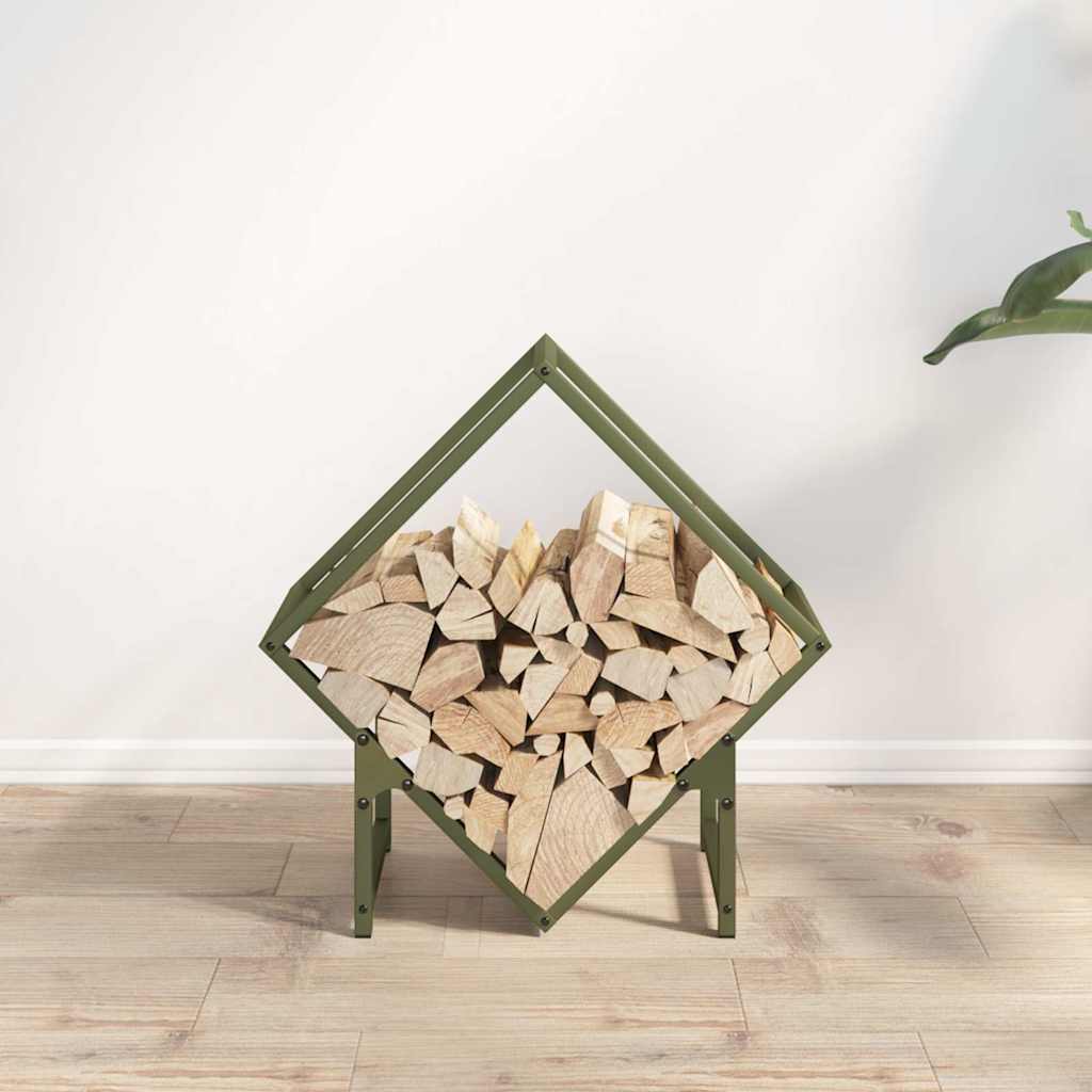 vidaXL Brandhoutrek 50x25x50 cm koudgewalst staal olijfgroen afbeelding