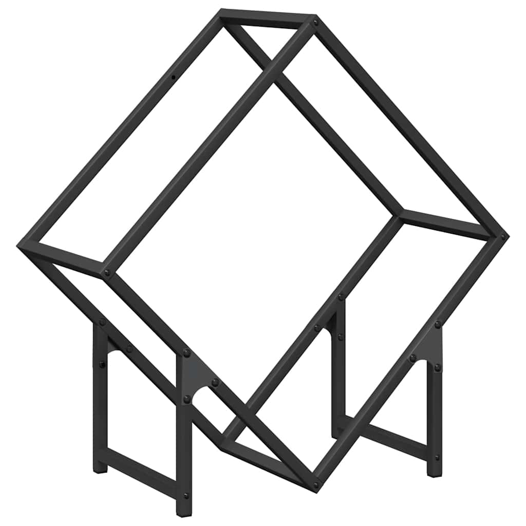 vidaXL Stojan na palivové drevo Čierny Oceľ valcovaná za studena